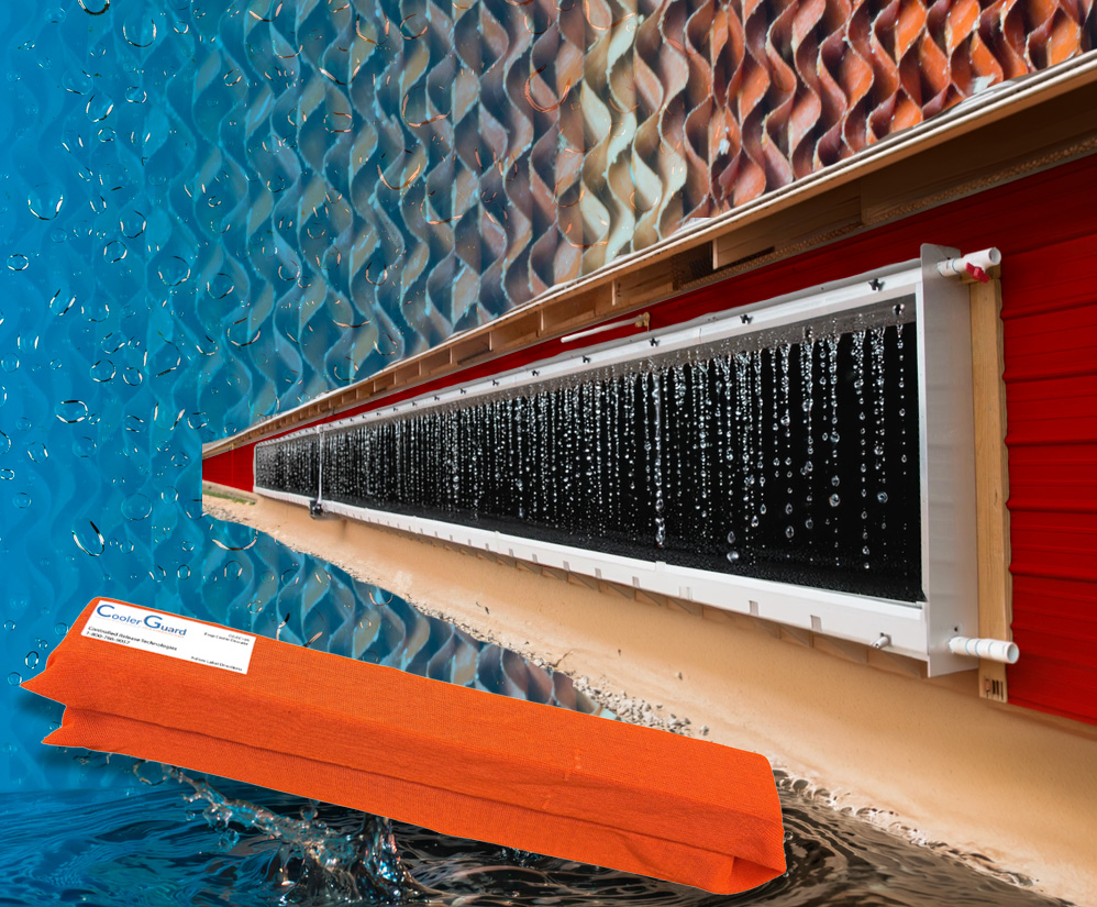 Cooler Guard cross-section showing pads above and the polymer sleeve in the sump below.